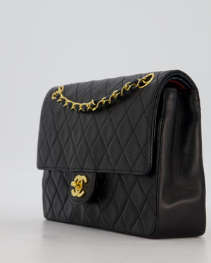 *AMAZING CONDITION* Chanel Black Vintage Medium Classic Double Flap Bag in Lambskin Leather with 24K Gold Hardware