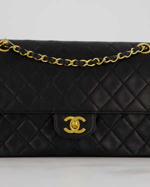 *AMAZING CONDITION* Chanel Black Vintage Medium Classic Double Flap Bag in Lambskin Leather with 24K Gold Hardware