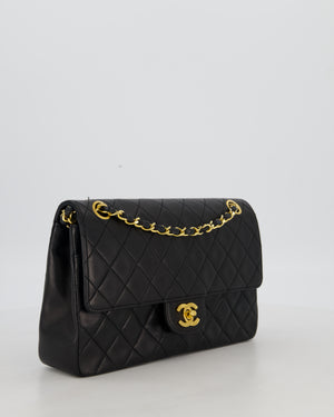 *AMAZING CONDITION* Chanel Black Vintage Medium Classic Double Flap Bag in Lambskin Leather with 24K Gold Hardware