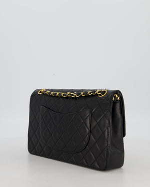 *AMAZING CONDITION* Chanel Black Vintage Medium Classic Double Flap Bag in Lambskin Leather with 24K Gold Hardware