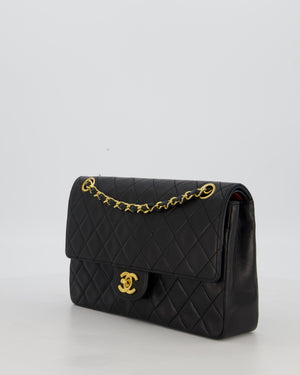 *AMAZING CONDITION* Chanel Black Vintage Medium Classic Double Flap Bag in Lambskin Leather with 24K Gold Hardware