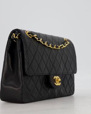 *AMAZING CONDITION* Chanel Black Vintage Medium Classic Double Flap Bag in Lambskin Leather with 24K Gold Hardware
