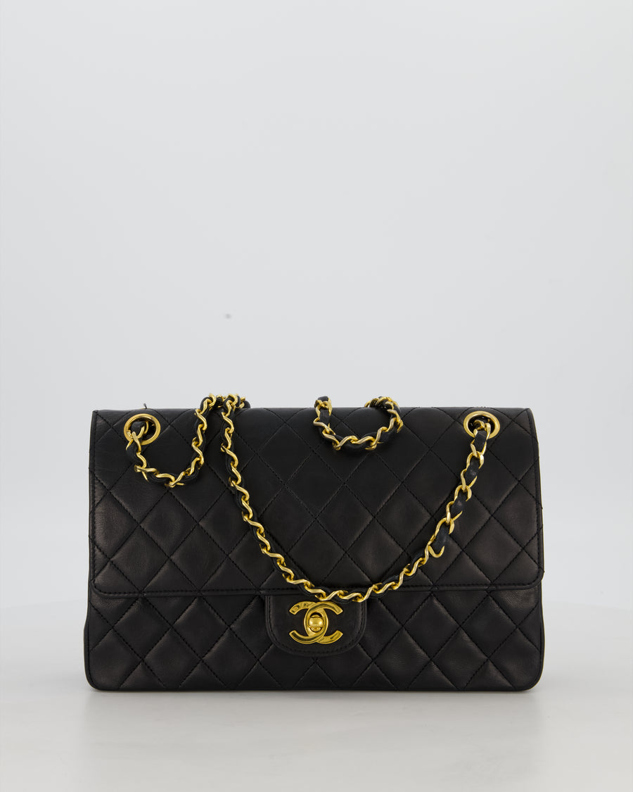 *AMAZING CONDITION* Chanel Black Vintage Medium Classic Double Flap Bag in Lambskin Leather with 24K Gold Hardware