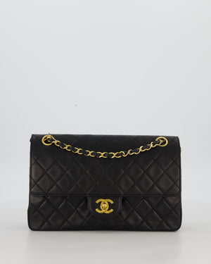 *AMAZING CONDITION* Chanel Black Vintage Medium Classic Double Flap Bag in Lambskin Leather with 24K Gold Hardware