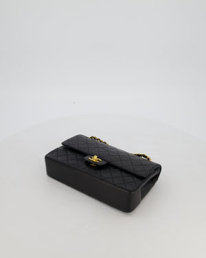 *AMAZING CONDITION* Chanel Black Vintage Medium Classic Double Flap Bag in Lambskin Leather with 24K Gold Hardware