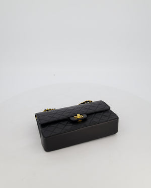 *AMAZING CONDITION* Chanel Black Vintage Medium Classic Double Flap Bag in Lambskin Leather with 24K Gold Hardware