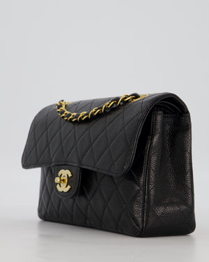 *RARE* Chanel Vintage Black Small Classic Double Flap Bag in Caviar Leather with 24K Gold Hardware