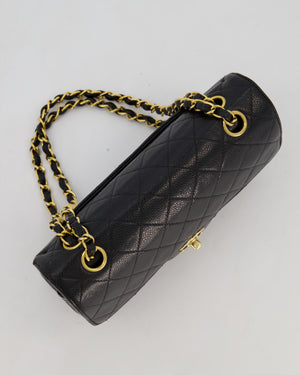 *RARE* Chanel Vintage Black Small Classic Double Flap Bag in Caviar Leather with 24K Gold Hardware
