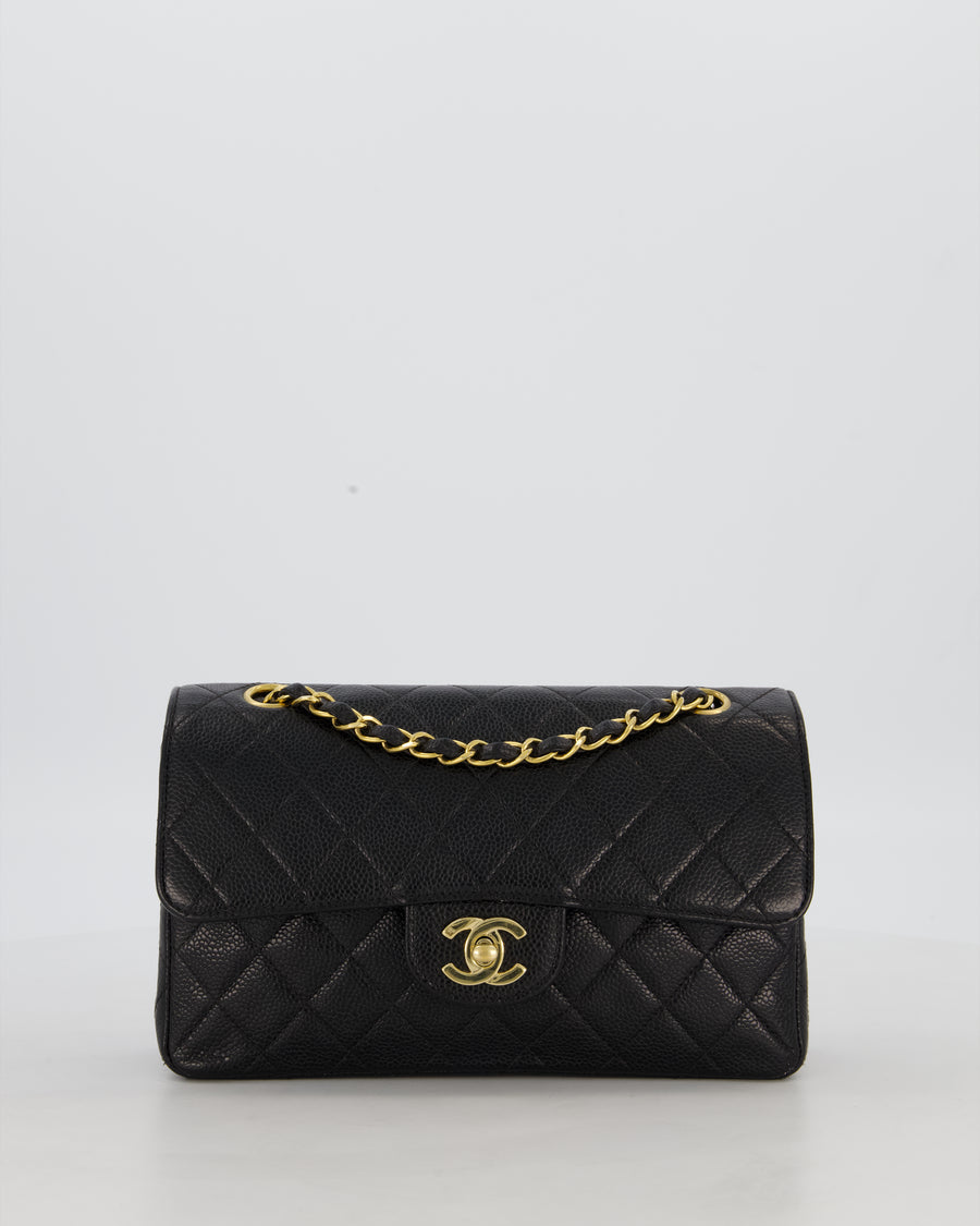 *RARE* Chanel Vintage Black Small Classic Double Flap Bag in Caviar Leather with 24K Gold Hardware