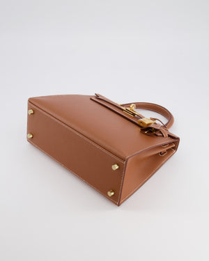 Hermès Kelly 25 II Sellier Bag in Gold Veau Madame Leather with Gold Hardware