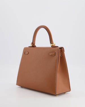 Hermès Kelly 25 II Sellier Bag in Gold Veau Madame Leather with Gold Hardware
