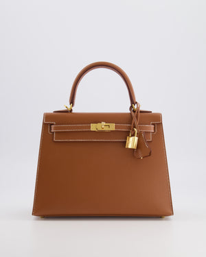 Hermès Kelly 25 II Sellier Bag in Gold Veau Madame Leather with Gold Hardware