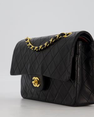 *AMAZING CONDITION* Chanel Black Vintage Medium Classic Double Flap Bag in Lambskin Leather with 24K Gold Hardware