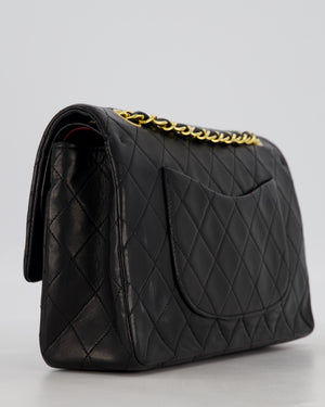*AMAZING CONDITION* Chanel Black Vintage Medium Classic Double Flap Bag in Lambskin Leather with 24K Gold Hardware