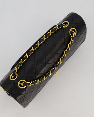 *AMAZING CONDITION* Chanel Black Vintage Medium Classic Double Flap Bag in Lambskin Leather with 24K Gold Hardware