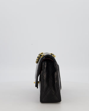*AMAZING CONDITION* Chanel Black Vintage Medium Classic Double Flap Bag in Lambskin Leather with 24K Gold Hardware