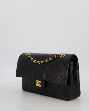 *AMAZING CONDITION* Chanel Black Vintage Medium Classic Double Flap Bag in Lambskin Leather with 24K Gold Hardware