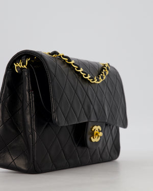 *AMAZING CONDITION* Chanel Black Vintage Medium Classic Double Flap Bag in Lambskin Leather with 24K Gold Hardware
