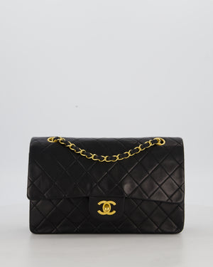 *AMAZING CONDITION* Chanel Black Vintage Medium Classic Double Flap Bag in Lambskin Leather with 24K Gold Hardware