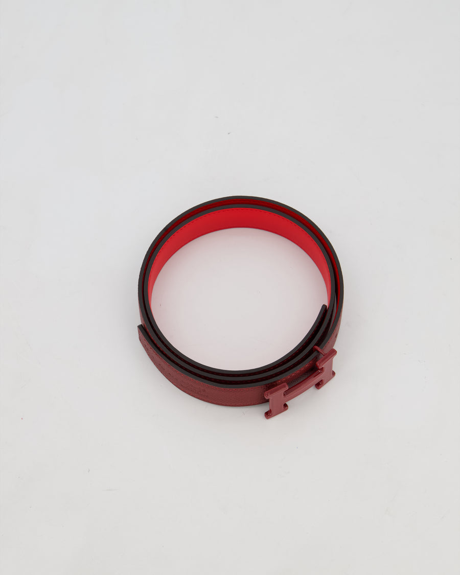 Hermès H Belt in Rouge H Swift Leather Size 70cm