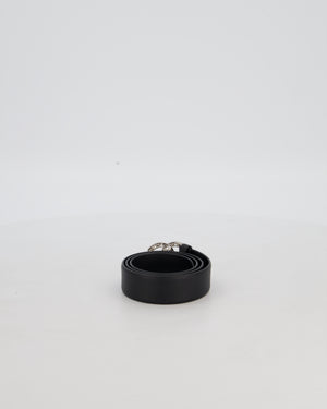 Chanel 22/B Silver Ruched Belt with Diamante CC Logo Detail Size 80cm