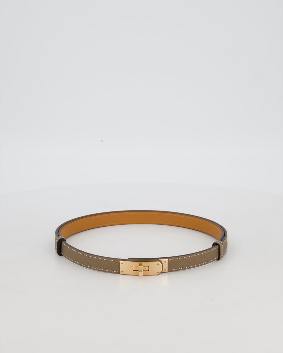 Hermès Kelly-To-Go Belt in Etoupe Epsom Leather with Rose Gold Hardware