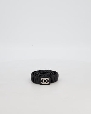 Chanel 22/B Black Ruched Belt with Diamante CC Logo Detail Size 80cm