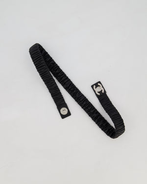 Chanel 22/B Black Ruched Belt with Diamante CC Logo Detail Size 80cm