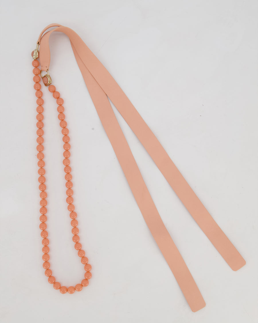 Chanel Pastel Pink Beaded CC Belt with Leather Logo Detail Size 80cm