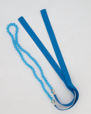 Chanel Blue Beaded CC Belt with Leather Logo Detail Size 80cm