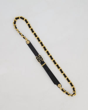 Chanel Black CC Leather Weaved Chain Belt Size 80cm