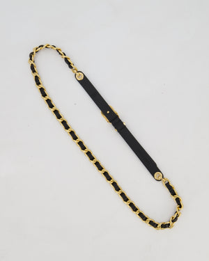 Chanel Black CC Leather Weaved Chain Belt Size 80cm