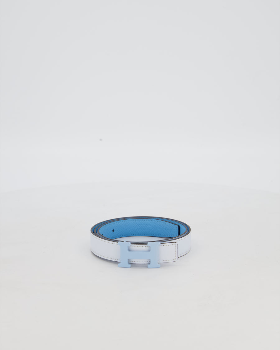 Hermès H Belt in Bleu Brume/Bleu Celeste Swift Leather Size 80cm