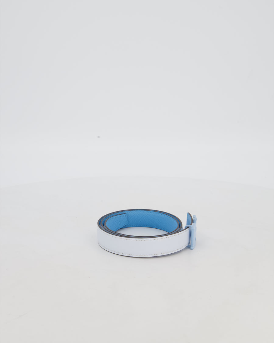 Hermès H Belt in Bleu Brume/Bleu Celeste Swift Leather Size 80cm