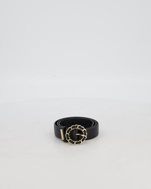 Chanel 16/B Black Belt with Weaved Chain CC Detail Size 70cm