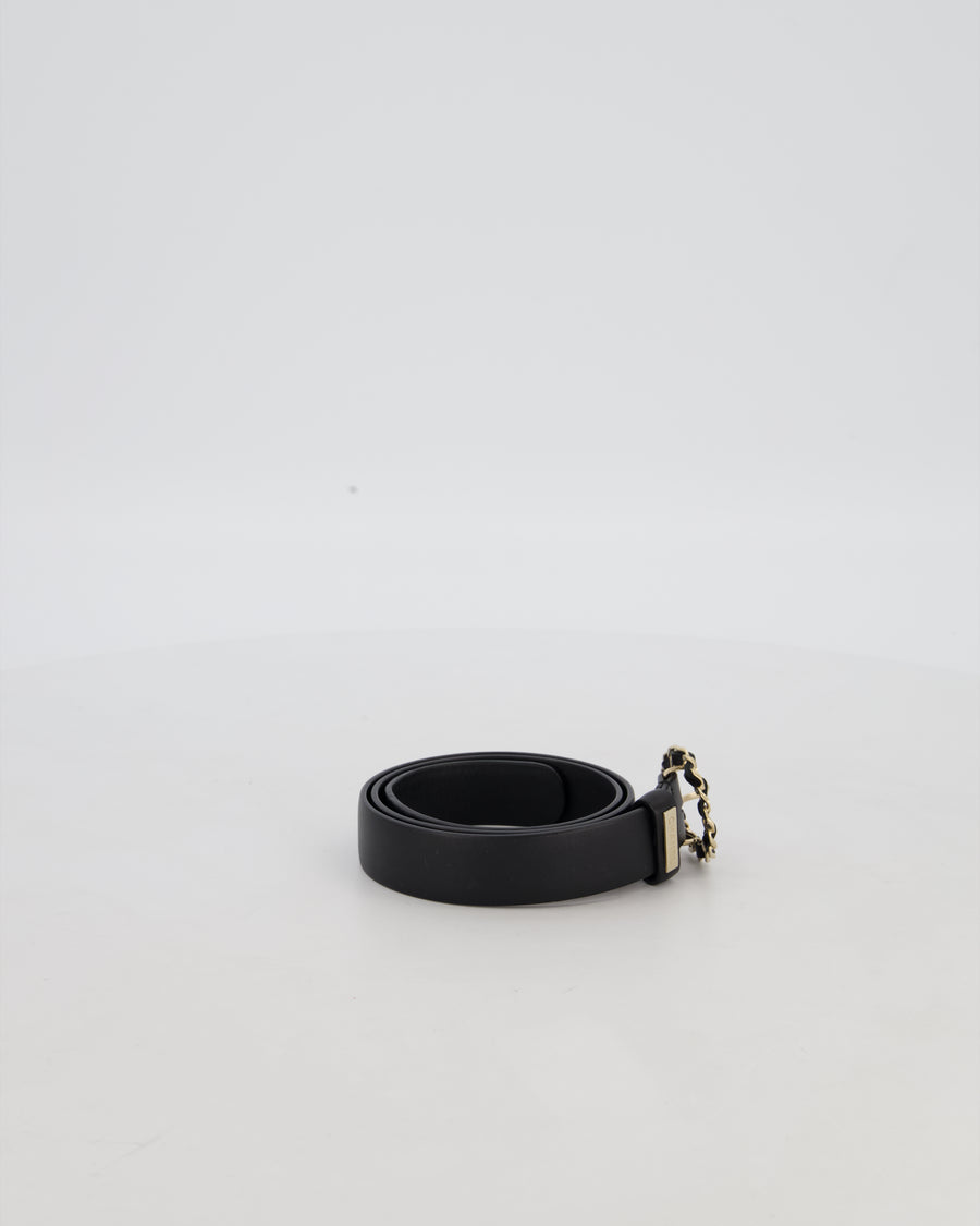Chanel 16/B Black Belt with Weaved Chain CC Detail Size 70cm