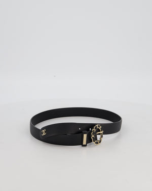 Chanel 16/B Black Belt with Weaved Chain CC Detail Size 70cm