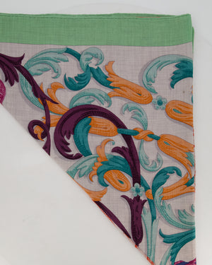 Hermès Grey, Green, and Pink "Le Mors a la Conetable" Cashmere and Silk Shawl