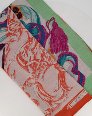 Hermès Grey, Green, and Pink "Le Mors a la Conetable" Cashmere and Silk Shawl