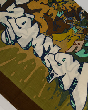 Hermès Khaki Green and Brown "Graff" Cashmere and Silk Shawl