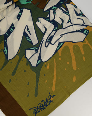 Hermès Khaki Green and Brown "Graff" Cashmere and Silk Shawl