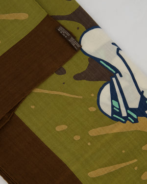 Hermès Khaki Green and Brown "Graff" Cashmere and Silk Shawl