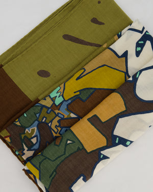 Hermès Khaki Green and Brown "Graff" Cashmere and Silk Shawl