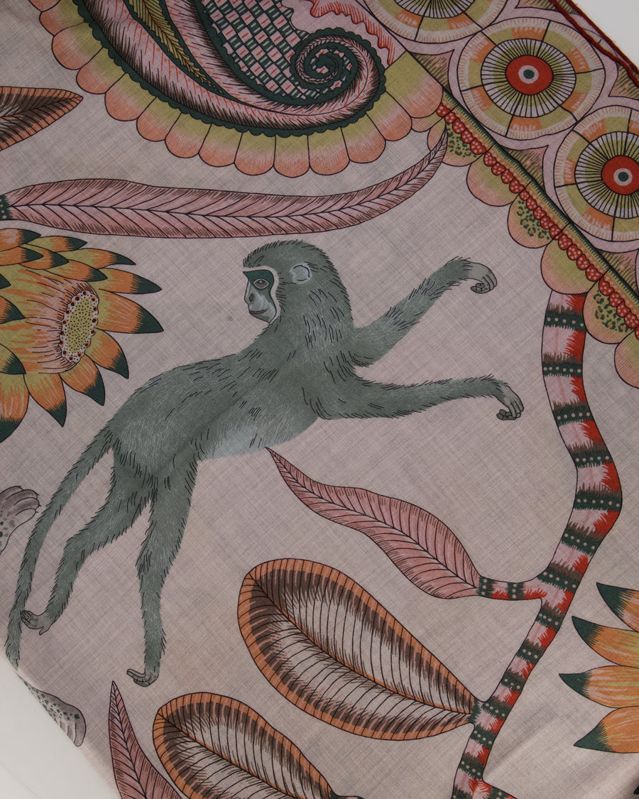 Hermès Grey and Pink "The Savana Dance" Cashmere and Silk Shawl
