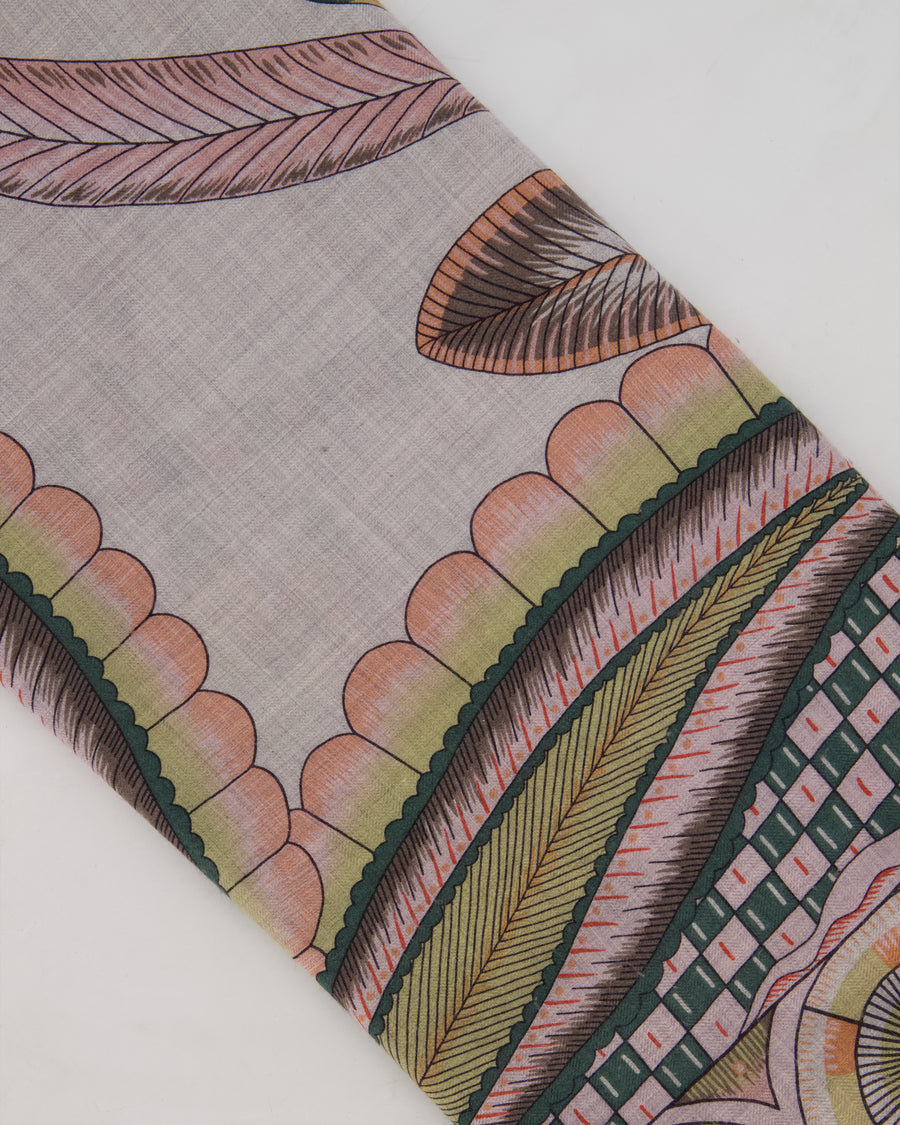 Hermès Grey and Pink "The Savana Dance" Cashmere and Silk Shawl