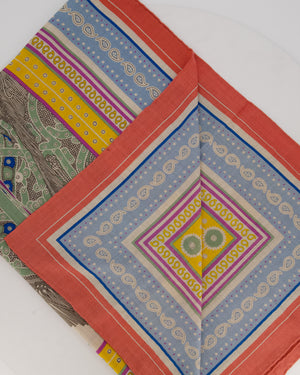 Hermès Pink, Blue, and Yellow "Selle de Dignitaire" Cashmere and Silk Shawl