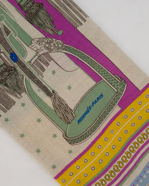 Hermès Pink, Blue, and Yellow "Selle de Dignitaire" Cashmere and Silk Shawl