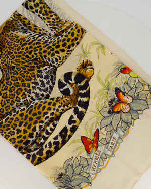 Hermès Beige and Orange "Jungle Love" Cashmere and Silk Shawl
