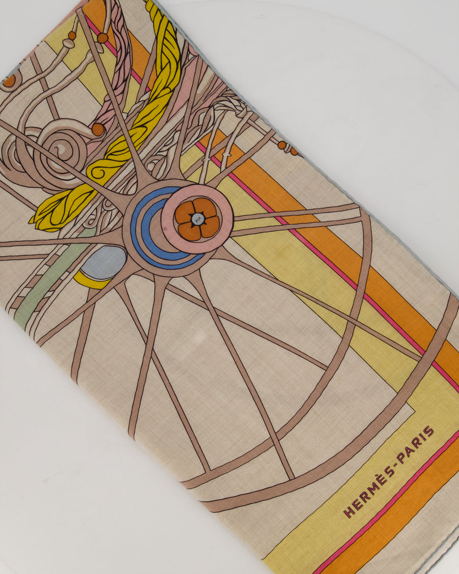Hermès Beige "Coupe de Gala" Cashmere and Silk Shawl