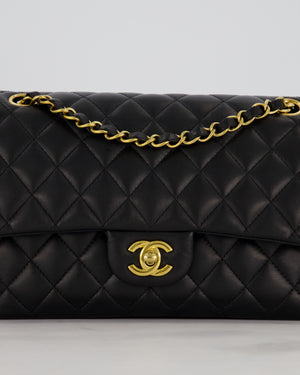 Chanel Black Medium Classic Double Flap Bag in Lambskin Leather with Gold Hardware